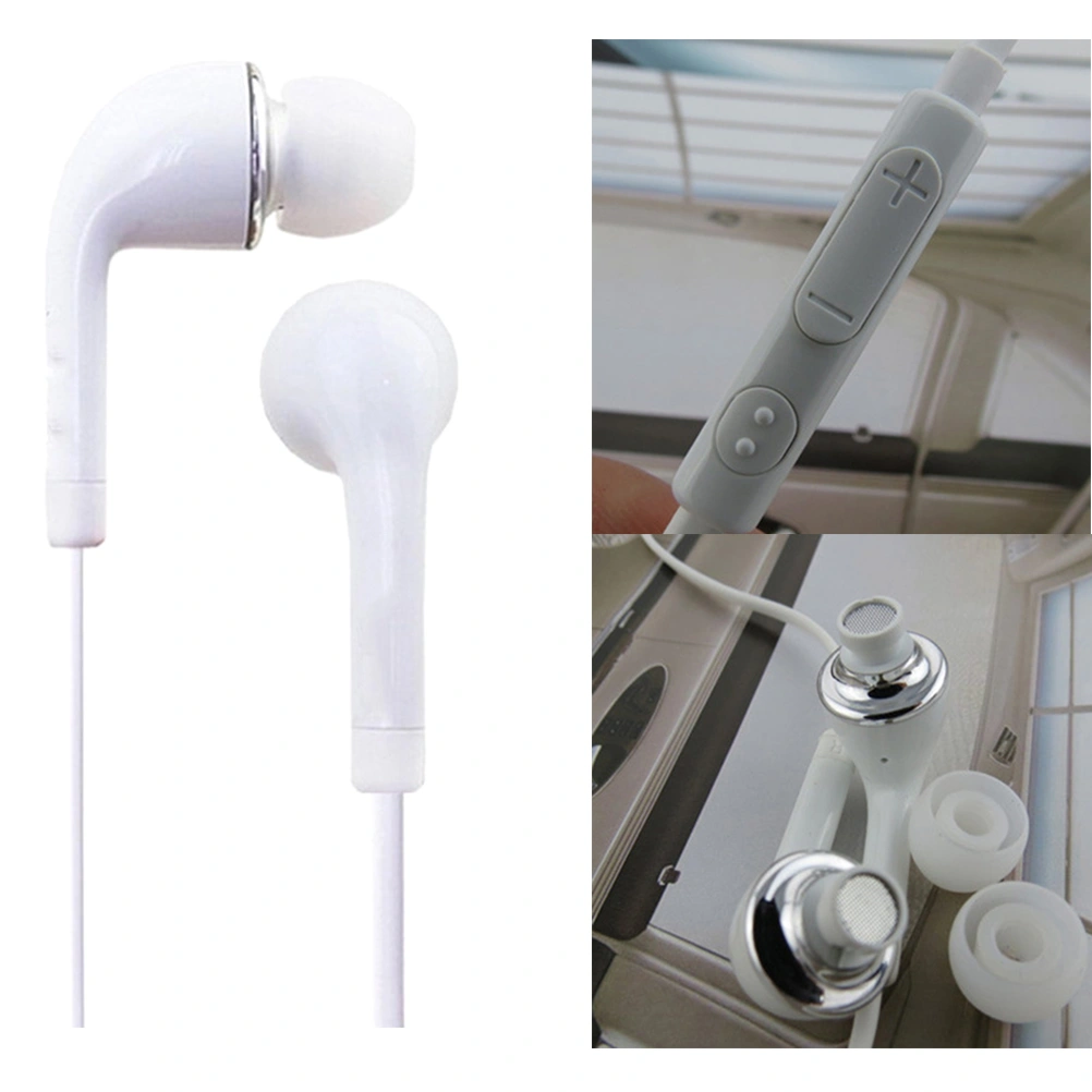 Stereo In-ear Earphones Headphones Headset with Microphone In-Line Control Earbuds (White)