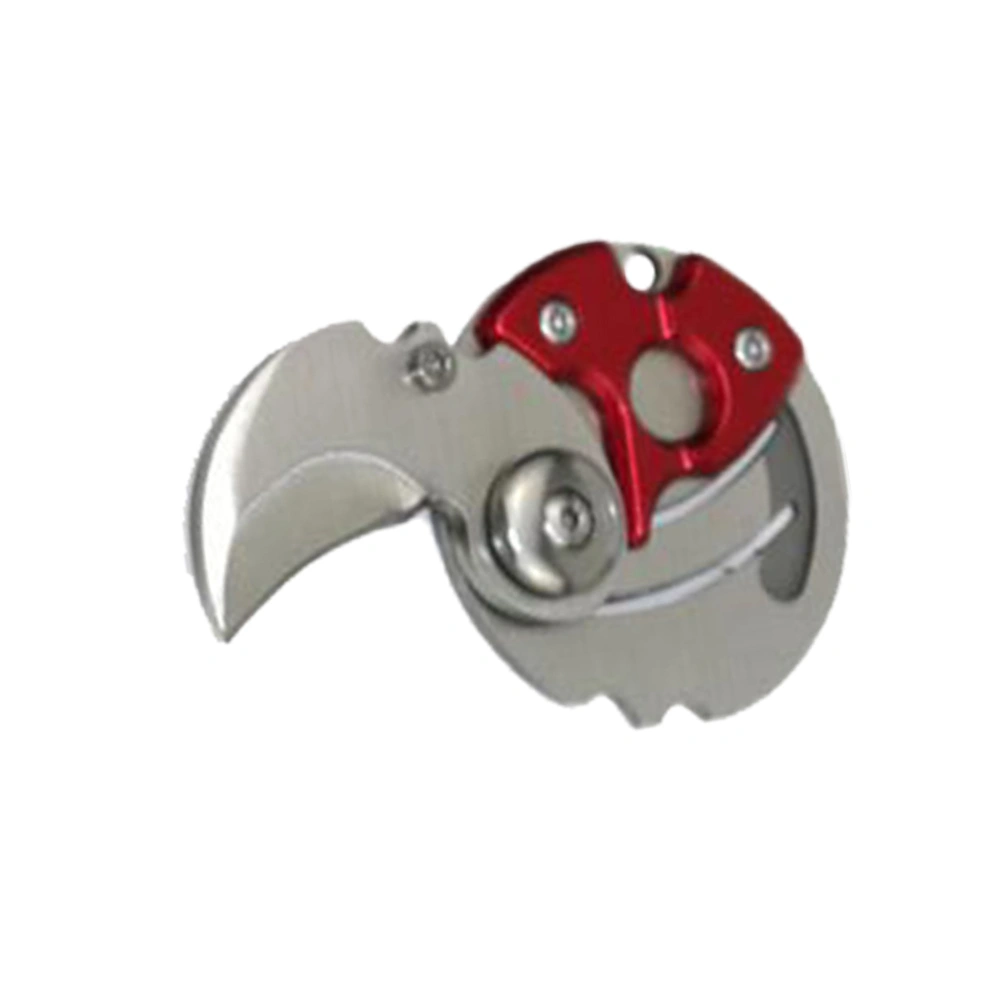 1PC Portable Mini Folding Pocket EDC Tool Small Outdoor Military Survival Keychain Self Defense (Red)