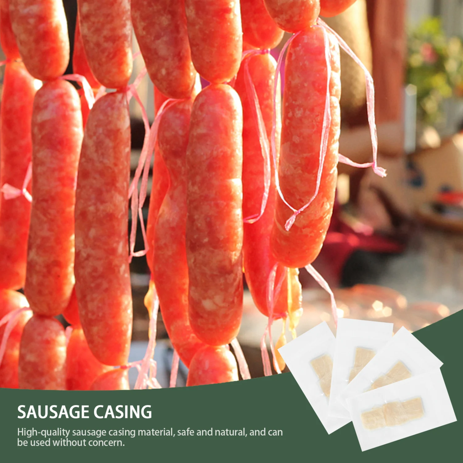 4pcs Sausage Casing Natural Ham Sausage Casings Skins Natural Dry Skins
