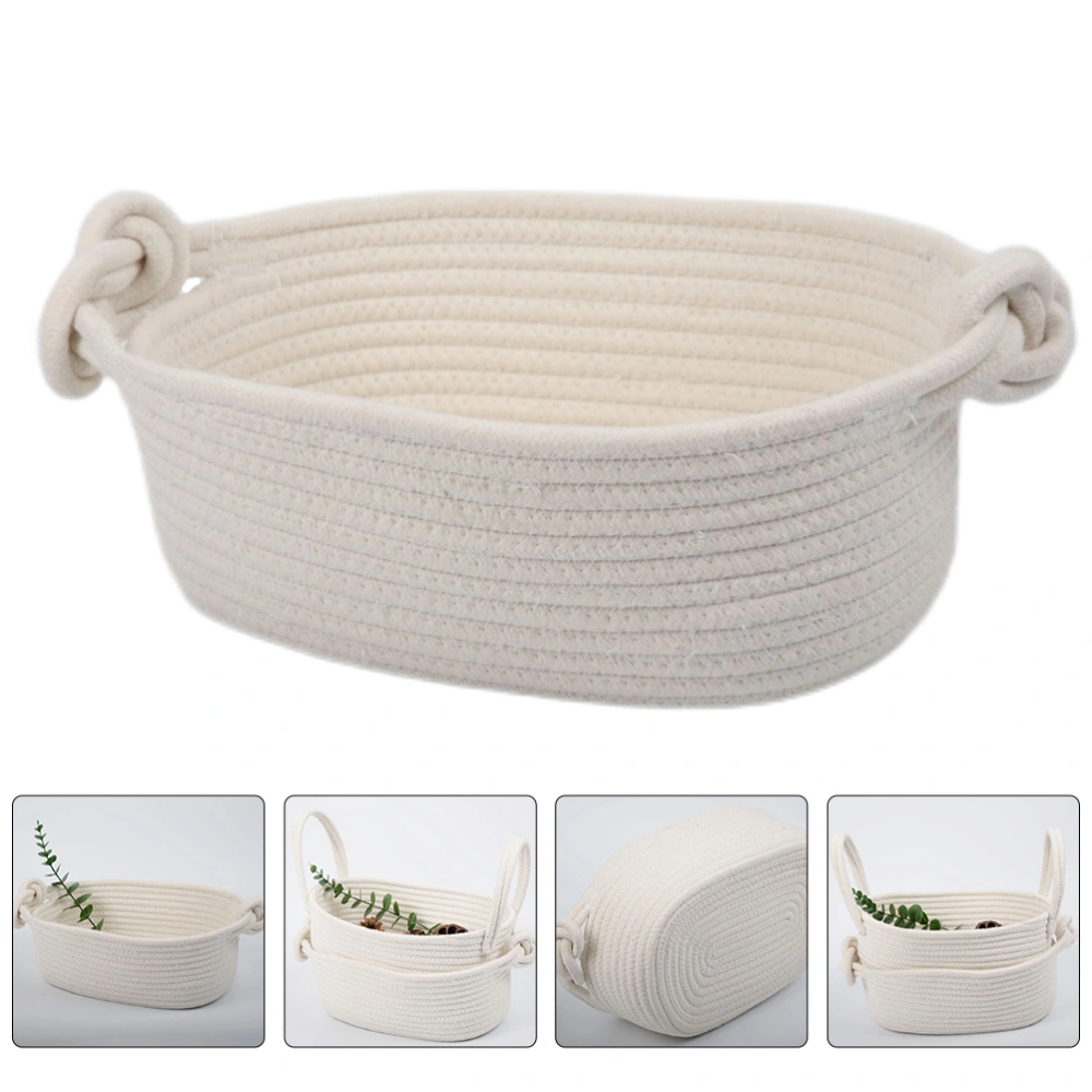 Woven Storage Basket Cotton Rope Basket with Handle for Nursery Diaper Blankets Toys Keys