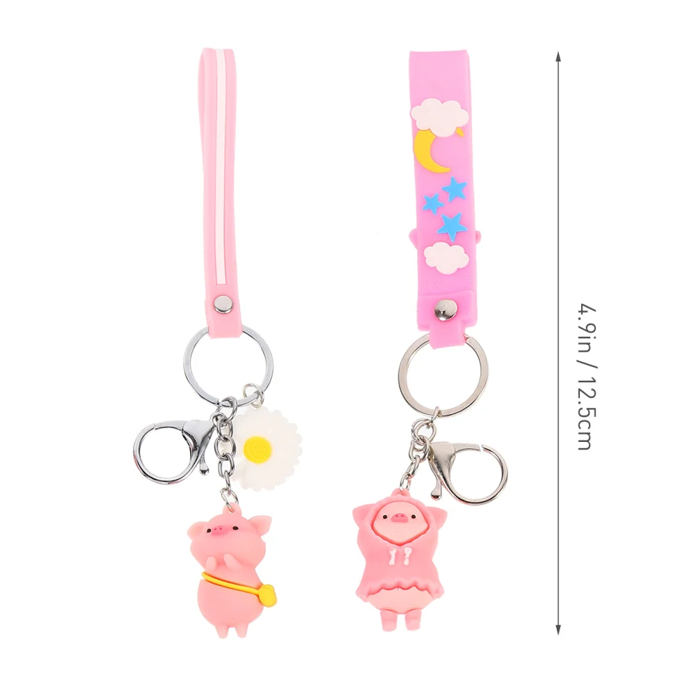 4pcs Cartoon Pig Decorative Keyring Pendant Bag Keychain Decor(Random Style)