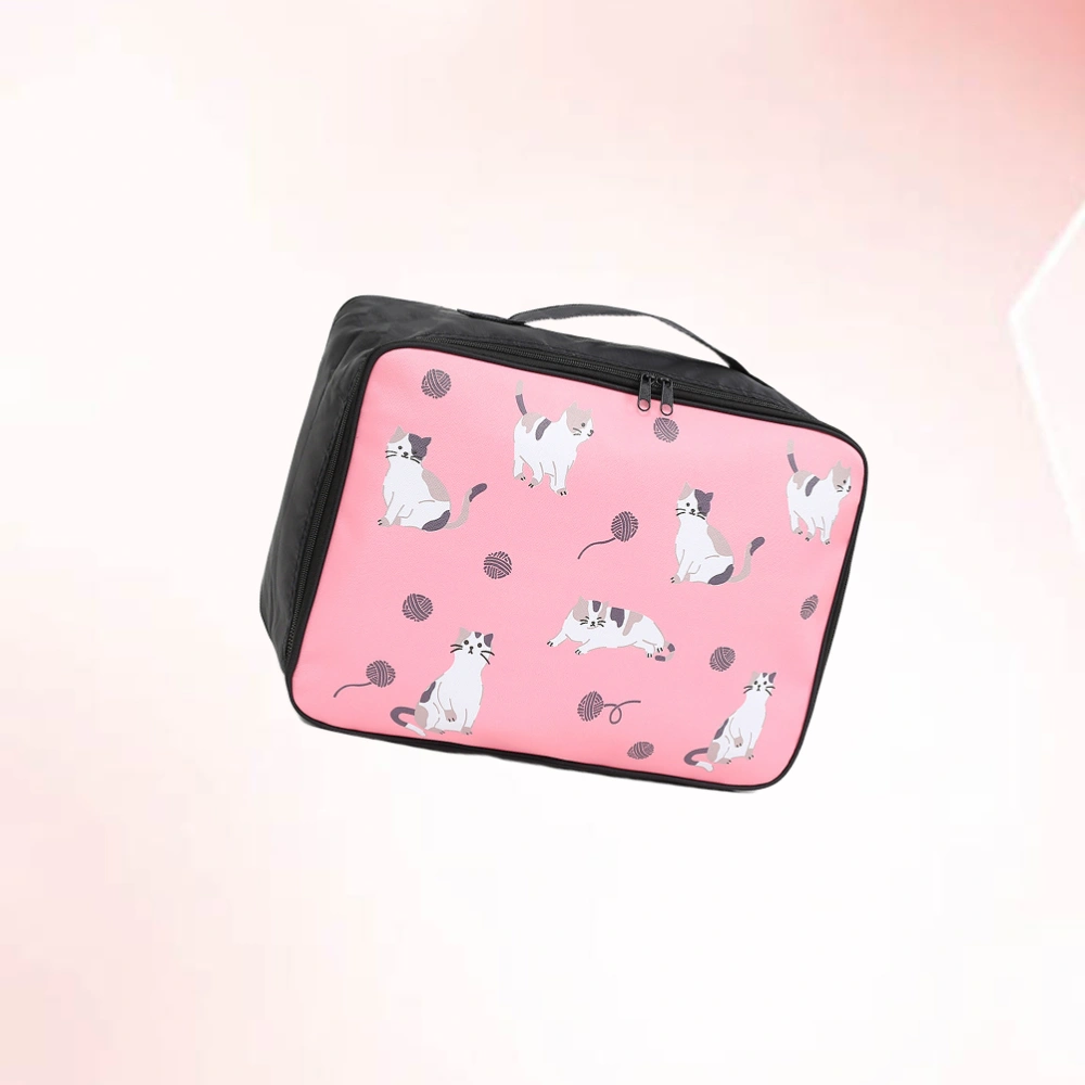 Cartoon Pattern Printed Travel Bag Toiletry Bag Large Capacity Cosmetic Bag Outdoor Portable Bag for Travel (L Pink Cat)