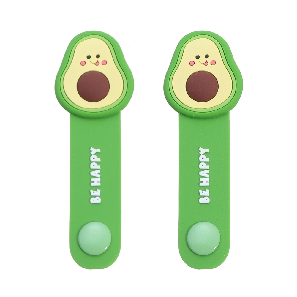 2PCS Silicone Headphone Cord Charging Cable Storage Winder Tie Cartoon Data Line Winder Organizer with Press Button (Avocado)