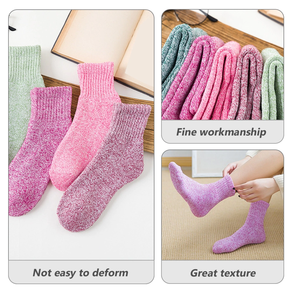 5 Pairs Warm Cotton Socks Fashion Ladies Socks Mid-tube Socks for Female