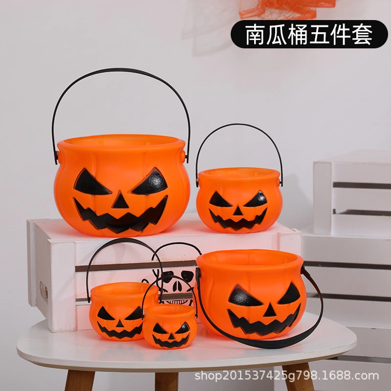 5pcs Halloween Candy Bucket Halloween Party Plastic Bucket Cookies Container Holder