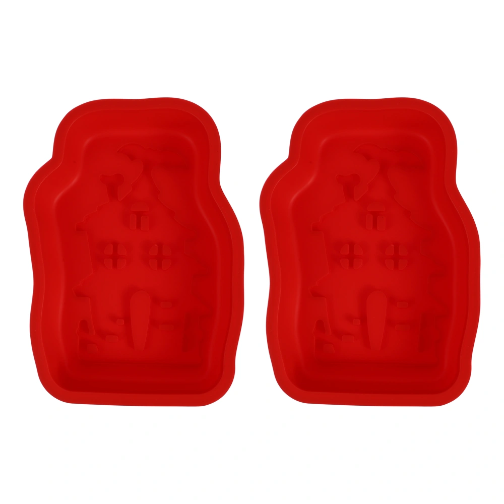 2Pcs Food Grade Silicone Cake Molds DIY Cookie Molds Baking Tools (Red)