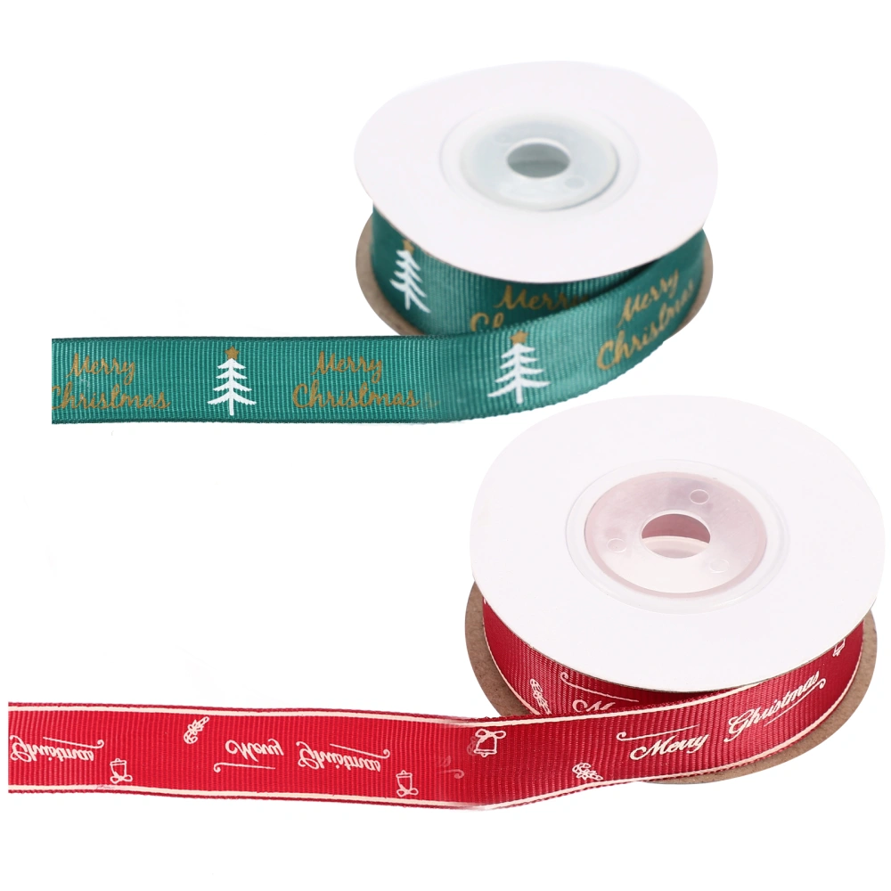 2 Rolls Christmas Ribbons Wired Ribbons Gift Wrapping Ribbons Xmas Gift Box Ribbons