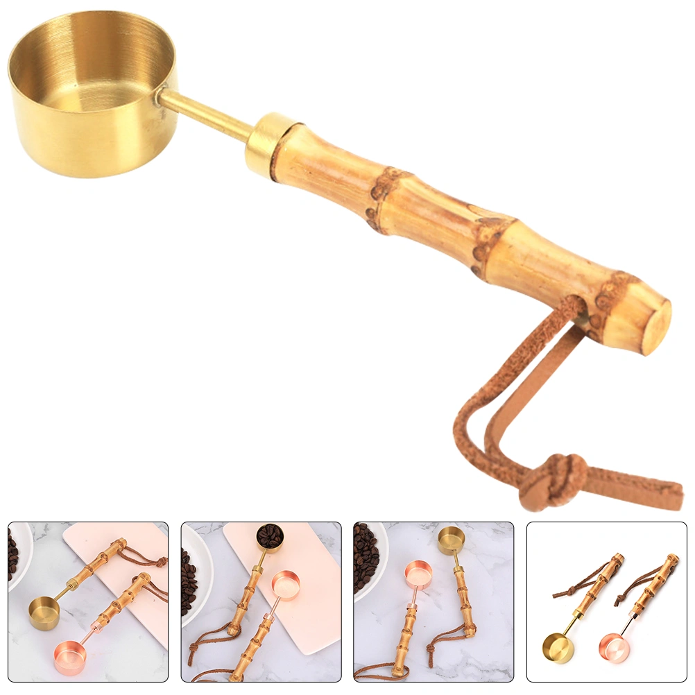 Coffee Scoop Stainless Steel Coffee Spoon with Bamboo Handle Kitchen Baking Scoop Measuring Spoon