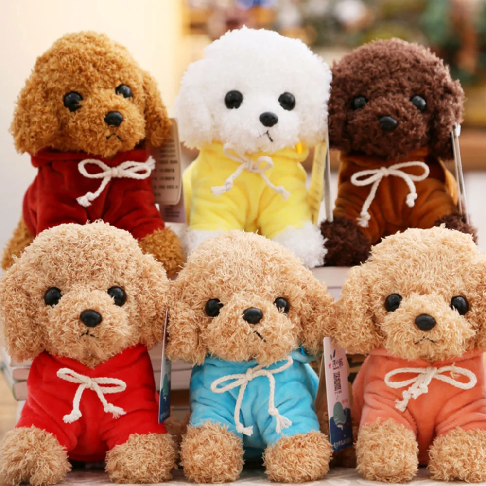 1pc 20CM Simulated Poodle Doll Dog Plush Toy Stuffed Animal Puppy Doll for Kids Children (Brown and Clothing Color for Random)