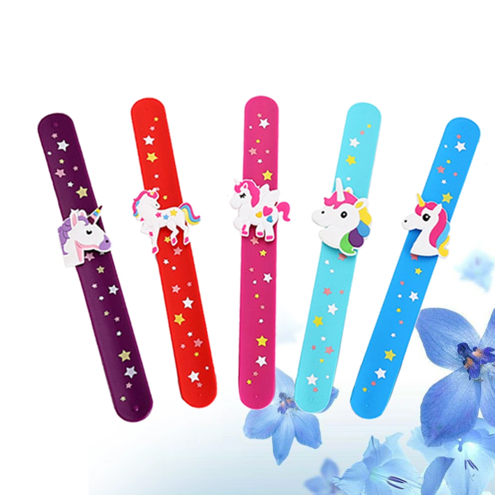 5Pcs Lovely Colorful Unicorn Wristband Flexible Wrap Slap Bracelet Animal Enfant Bangle for Kid Children Girl Boy