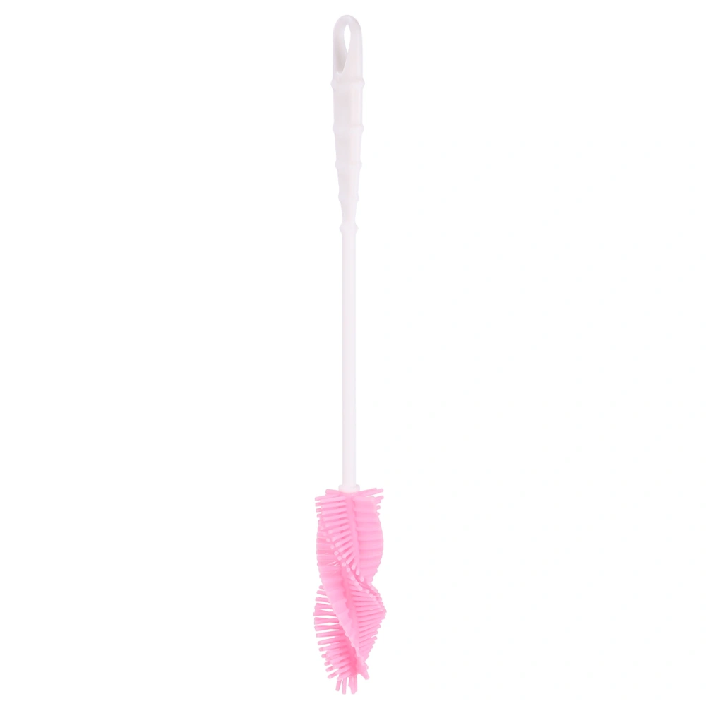 Silicone Bottle Brush Long Handle Cup Brush Glassware Cleaning Brushes Kitchen Gadget (Pink)