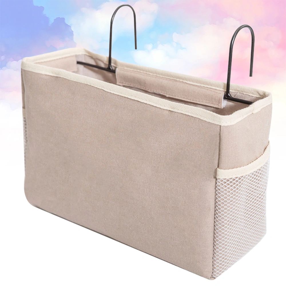 Canvas Fabric Bedside Storage Bag Holder Container Hanging Organizer Storage Pouch Container for Dorm Car Bed (Random Color)