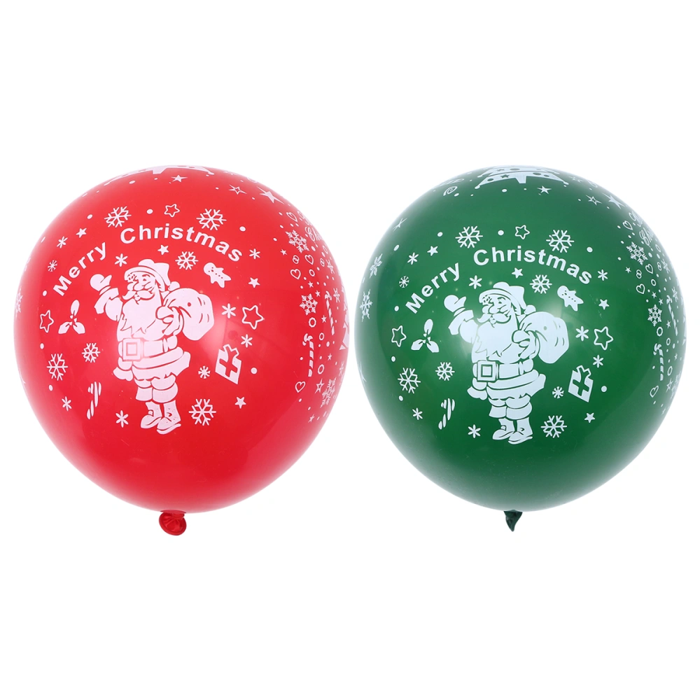 10pcs 12 Inches Christmas Latex Balloons Set Colorful Santa Claus Printing Balloons Christmas Party Supplies Decorations Home Party Ornaments(5pcs Red and 5pcs Dark Green)