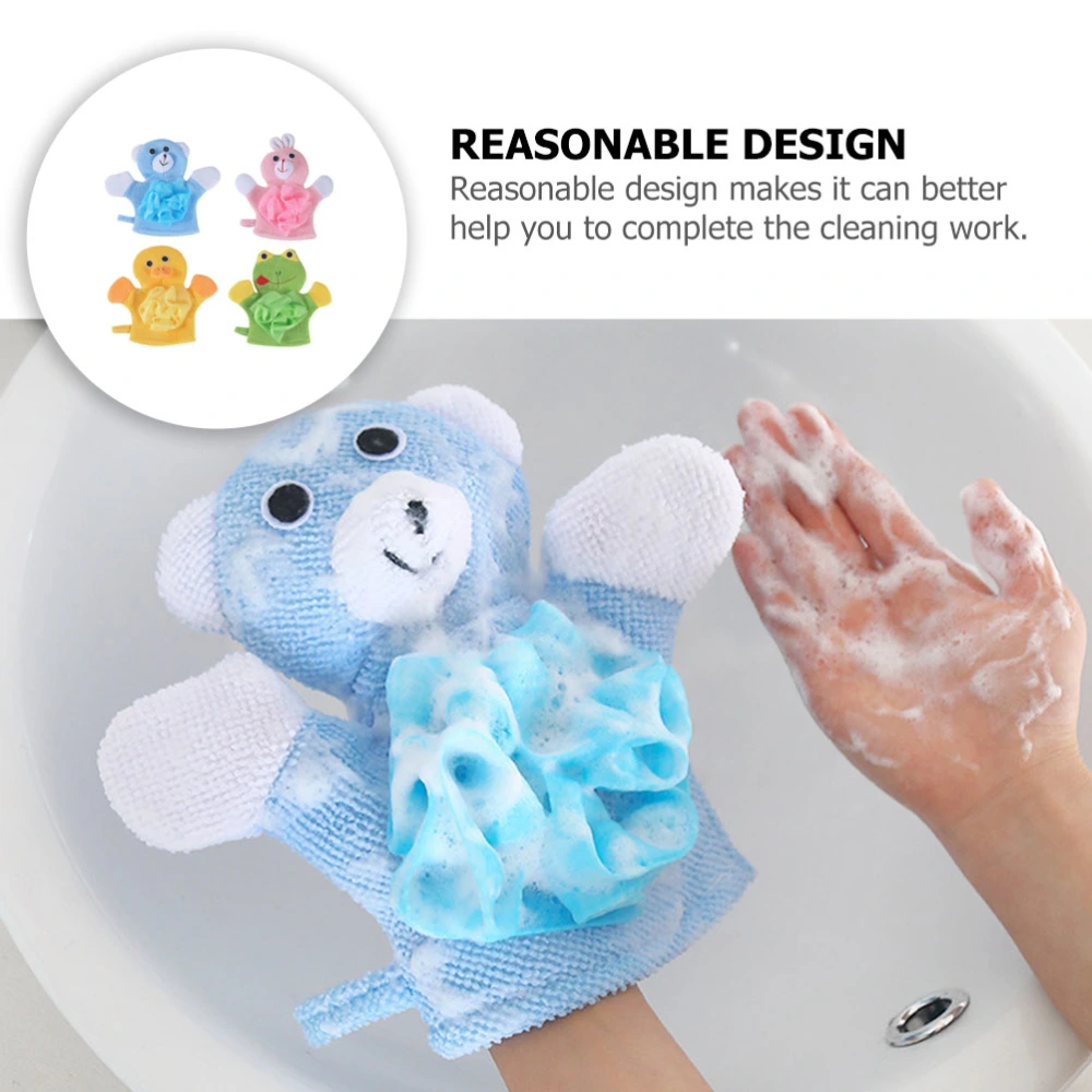 4Pcs Cartoon Kids Bathing Glove Creative Adorable Shower Wipe Home Body Cleaner