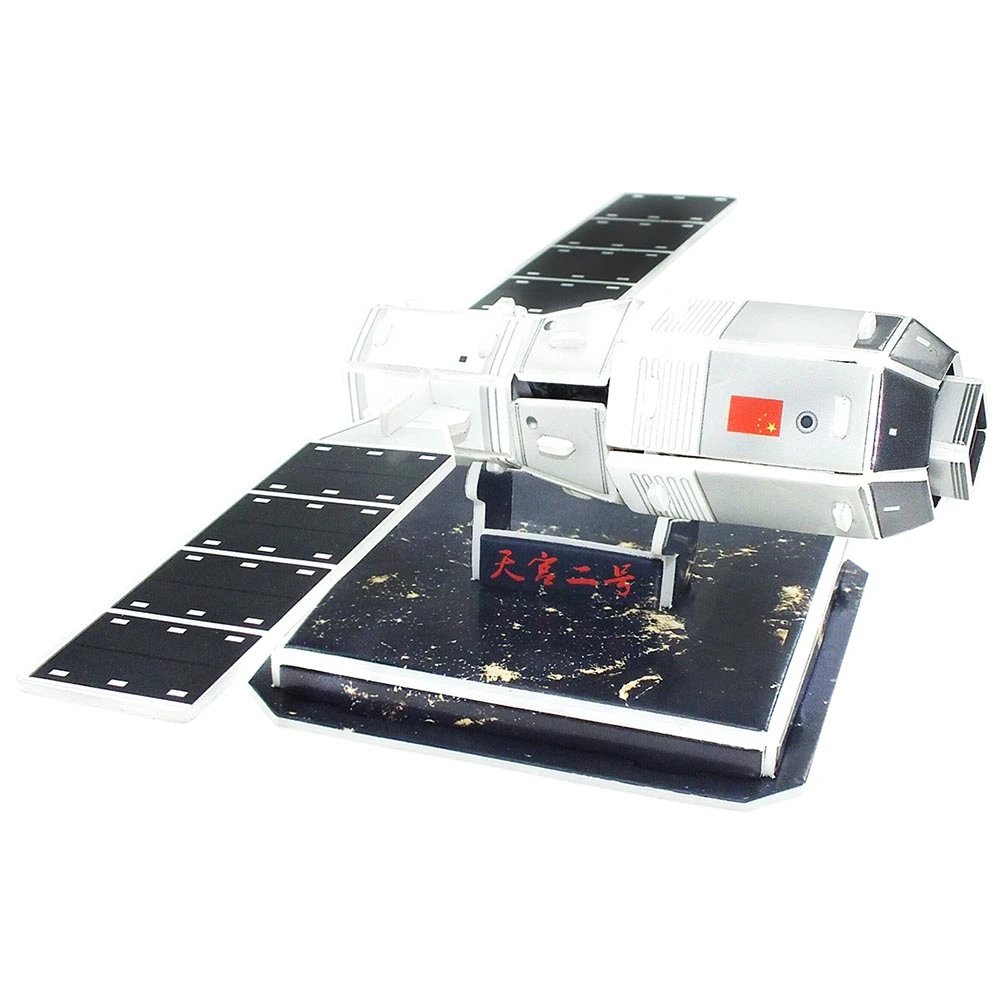 4Pcs Paper 3D Spacecraft Jigsaw Puzzle Spaceship Handcraft Model Space Shuttle Model Model Paper Handwork Satellite (Black and White)