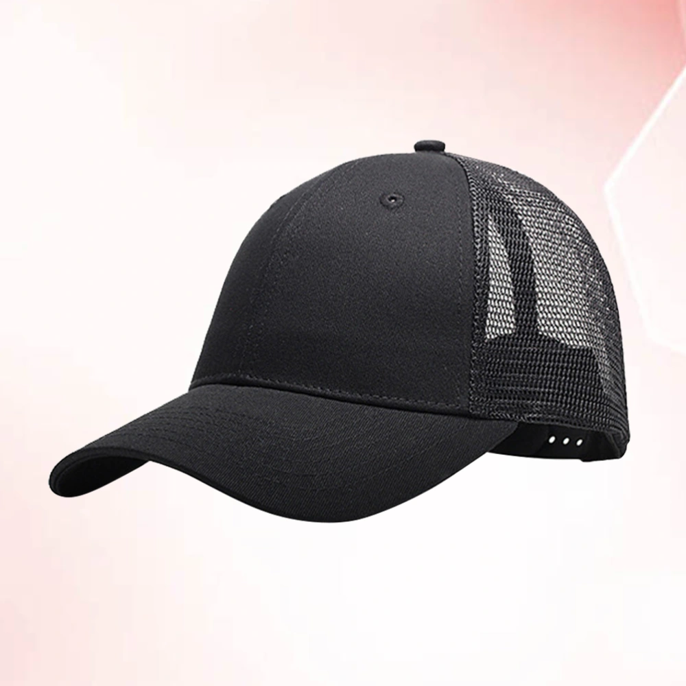 Women Men Caps Quick Dry Outdoor Summer Sun Protection Hat Casual Sports Mesh Baseball Caps (Black)