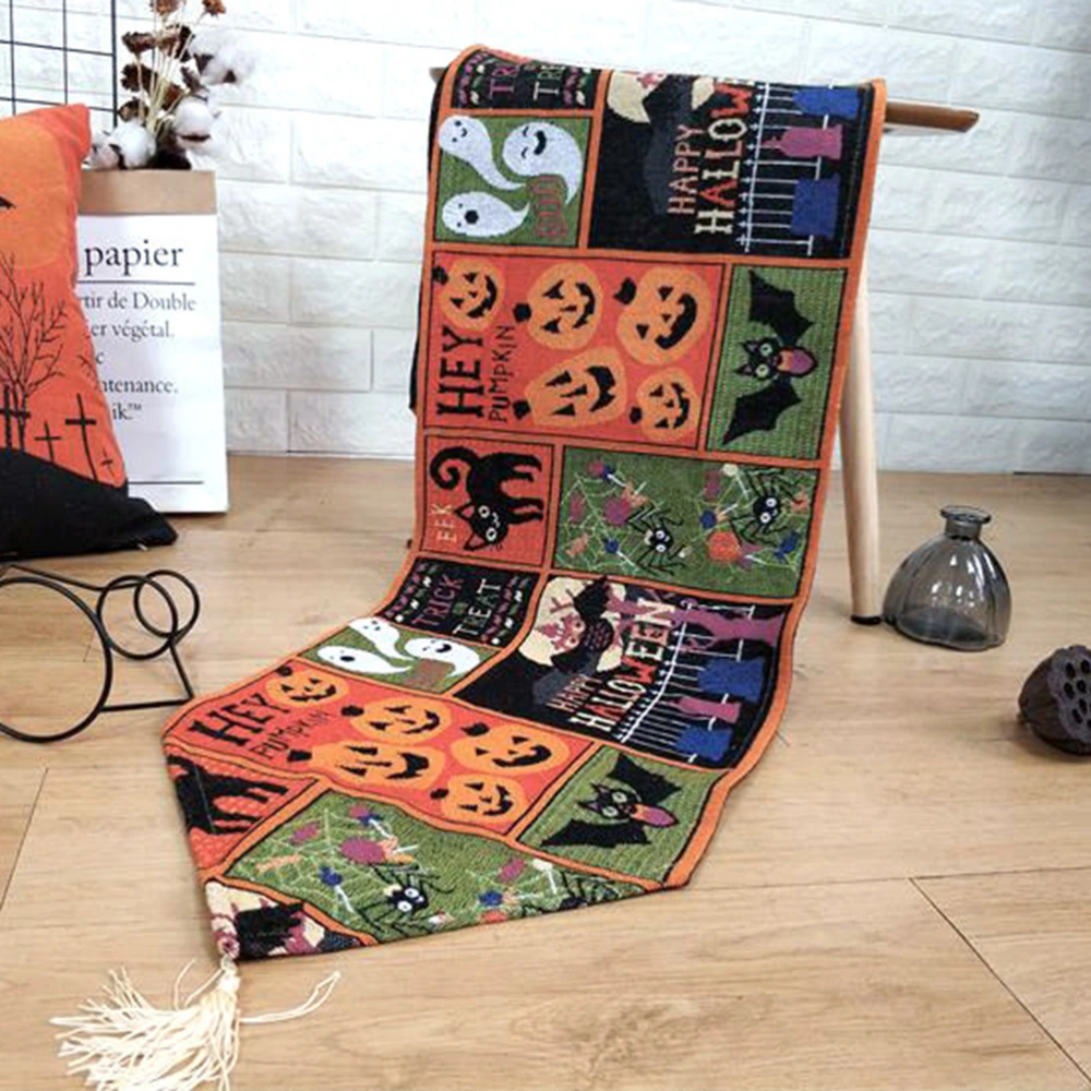 Halloween Creative Pumpkin Table Runner Decorative Table Cloth Dining Table Placemat for Kitchen Party