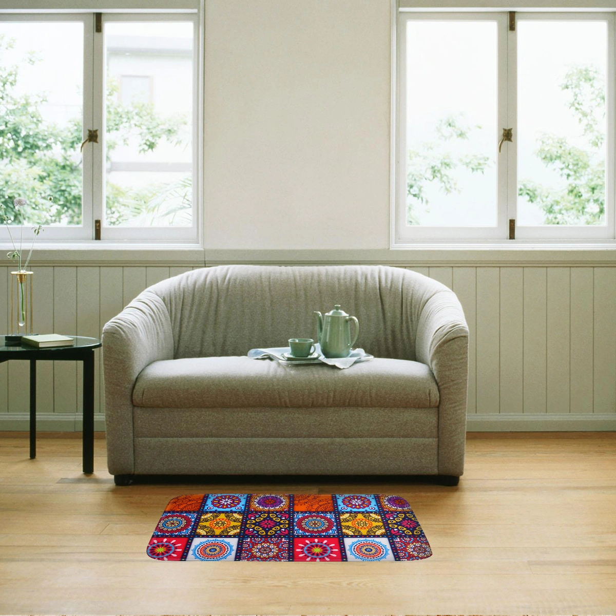 Ethnic Style Carpet Handmade Delicate Carpet Linen Bedroom Carpet