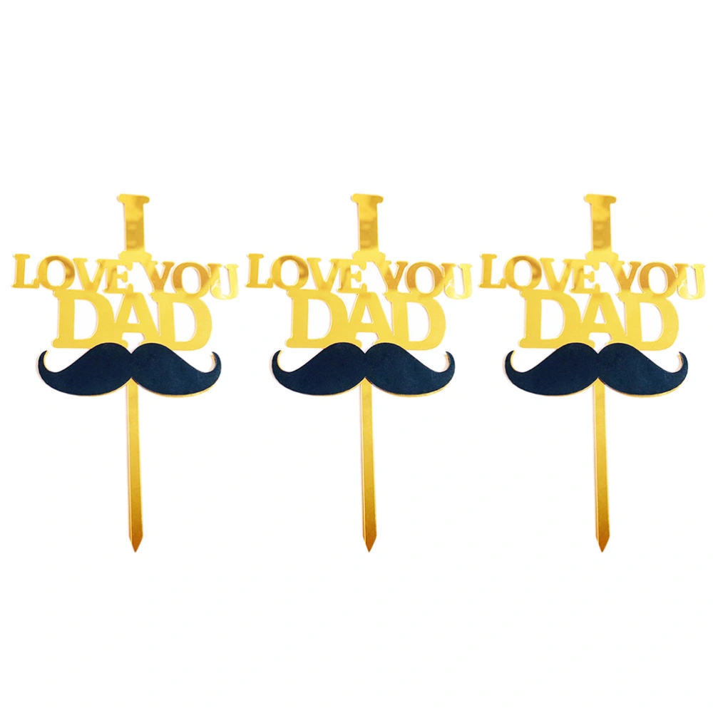 3PCS Cake Toppers Cupcake Picks Cake Decoration I Love You Dad for Father's Day Father's Birthday Party