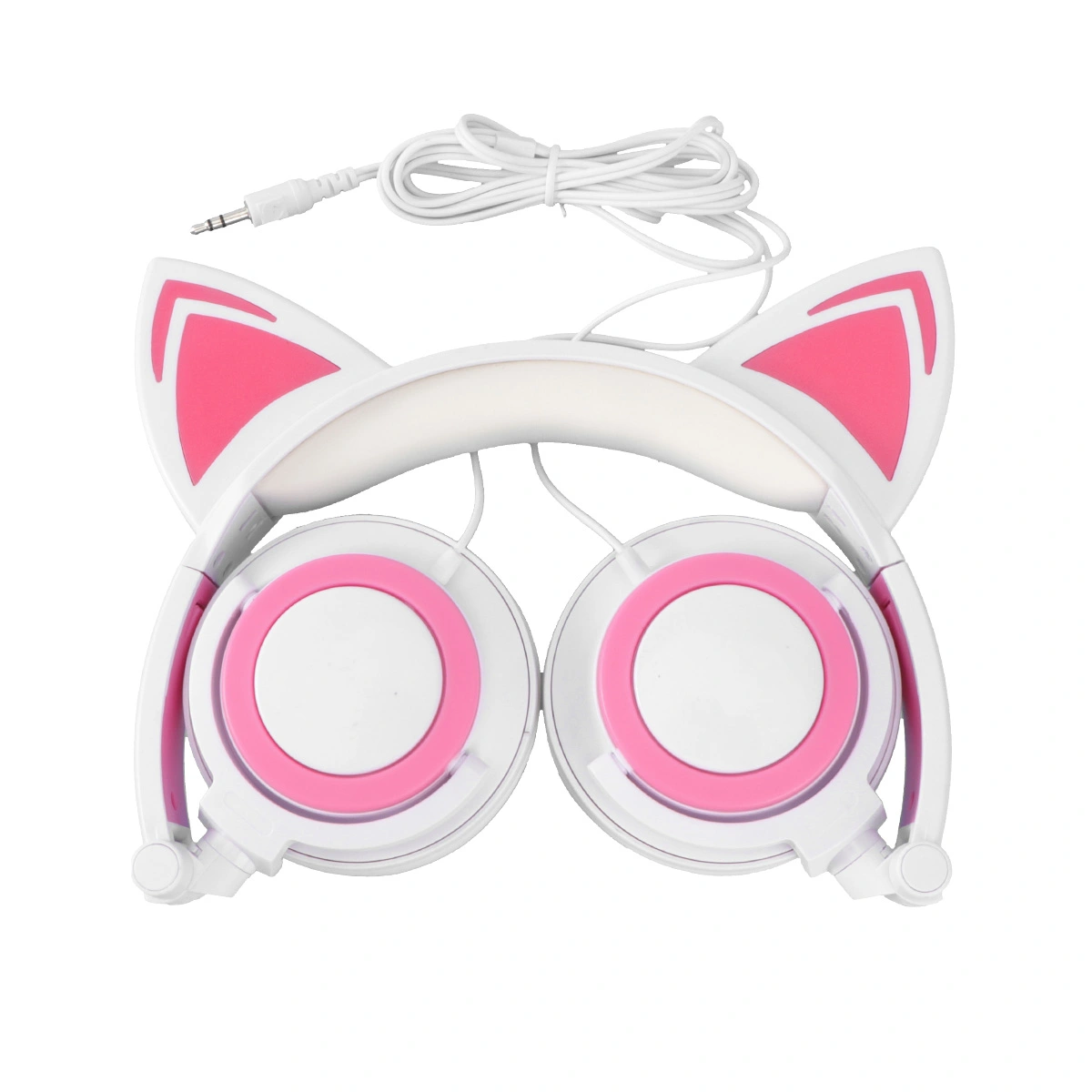Cartoon Headphones Glowing Cat Ears Headphones Foldable Headsets Wired Headphone