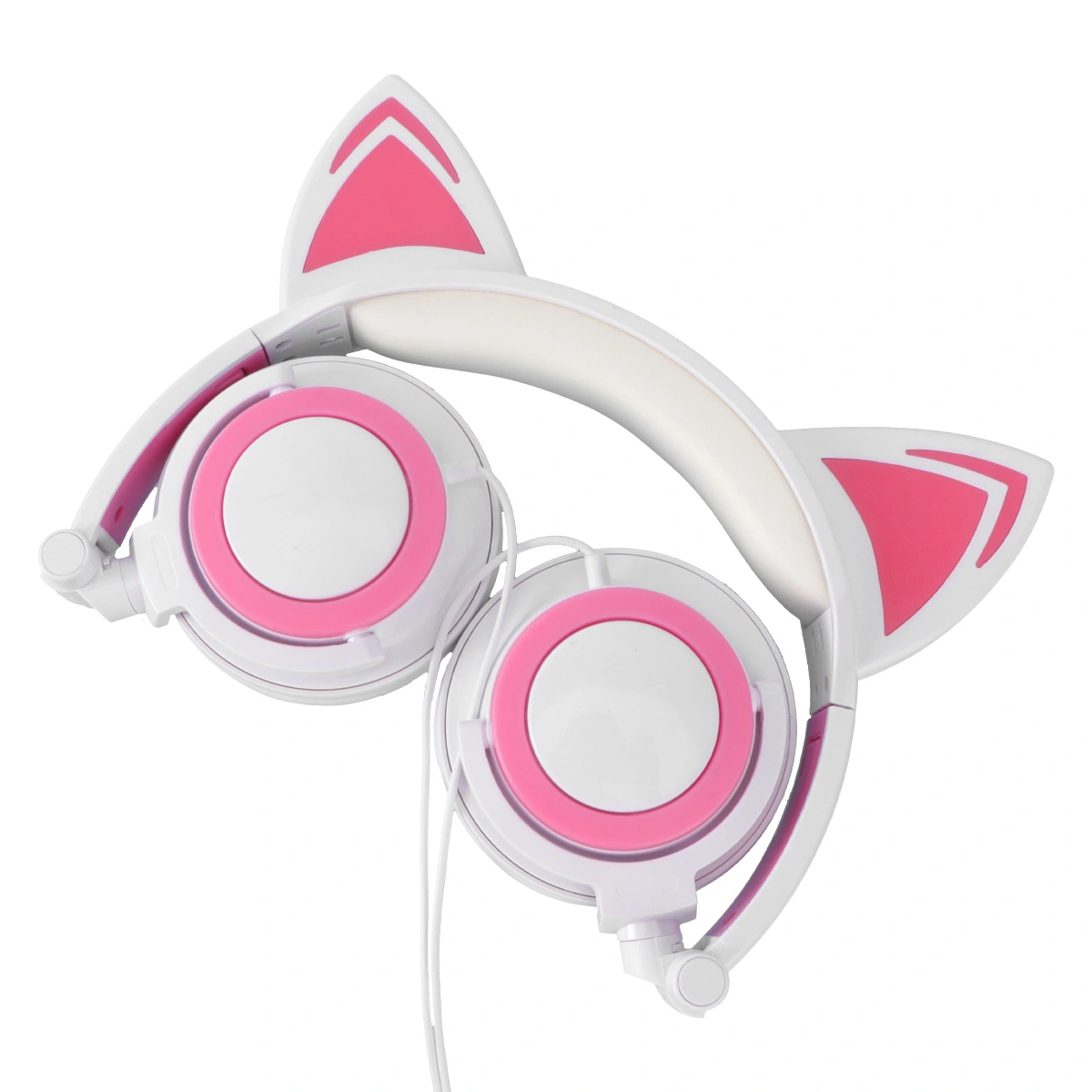 Cartoon Headphones Glowing Cat Ears Headphones Foldable Headsets Wired Headphone