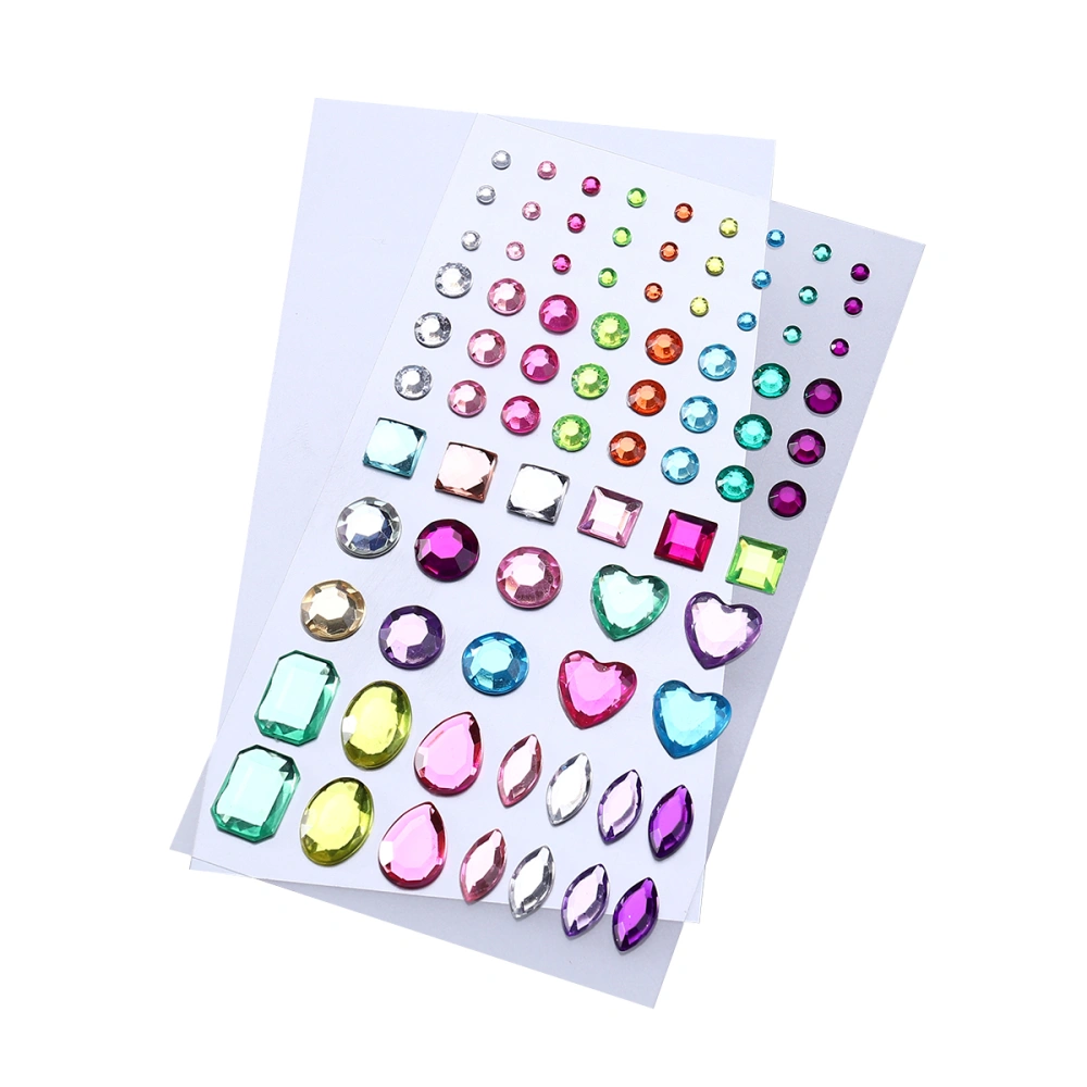 Self-adhesive Acrylic Crystal Rhinestone Jewels Gems Sticker Sheets Assorted Colors Various Shapes (Multicolor Type 1)