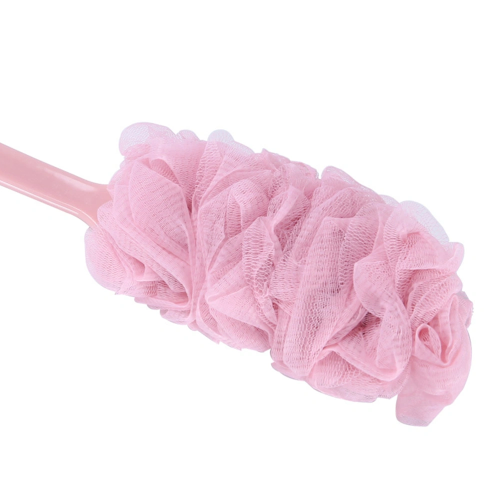 Long Handle Bath Flower Scrubber Colorful Body Brush Exfoliating Shower Brush Mesh Gauze Scrubber ( Pink)