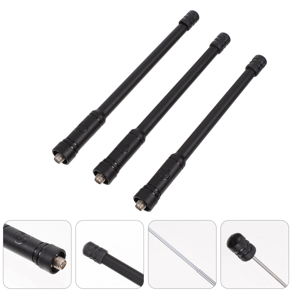 3pcs Black Walkie Talkie Antenna SMA-Female 400-470Mhz Mobile Radios Antenna