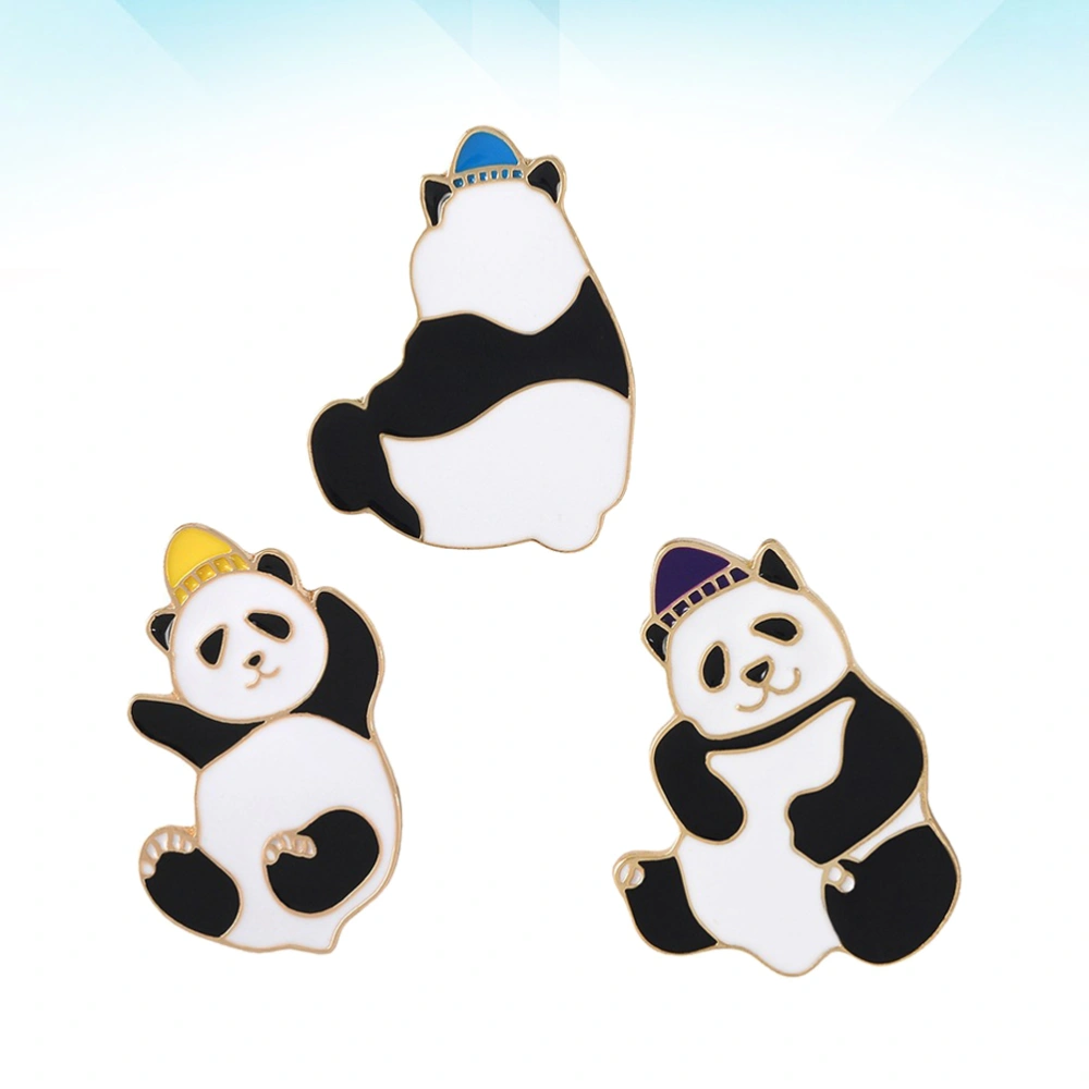 3pcs Panda Badge Delicate Lapel Creative Breastpin Bag Brooch for Woman Kids (XZ2095+XZ2094+XZ2093)