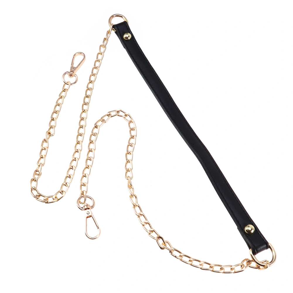 1pc Metal Chain PU Bag Strap Chain Replacement Bag Accessories with Buckles for Purse Handbag Shoulder Bag Black and Golden