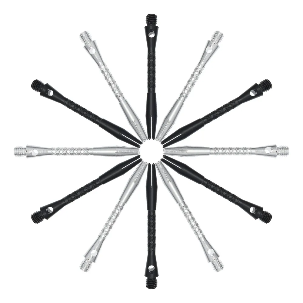 12pcs Aluminum Alloy Darts Replacements Barrels Dart Accessories (Black, Silver)