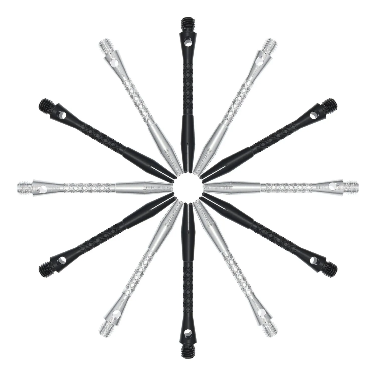 12pcs Aluminum Alloy Darts Replacements Barrels Dart Accessories (Black, Silver)