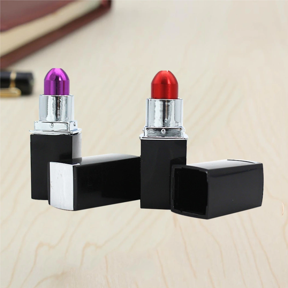 2pcs Fashion Lipstick Style Tobacco Pipe Portable Mini Detachable Metal Pipe Fitting Accessories Smoking Pipe Christmas Gift(Red/Purple)