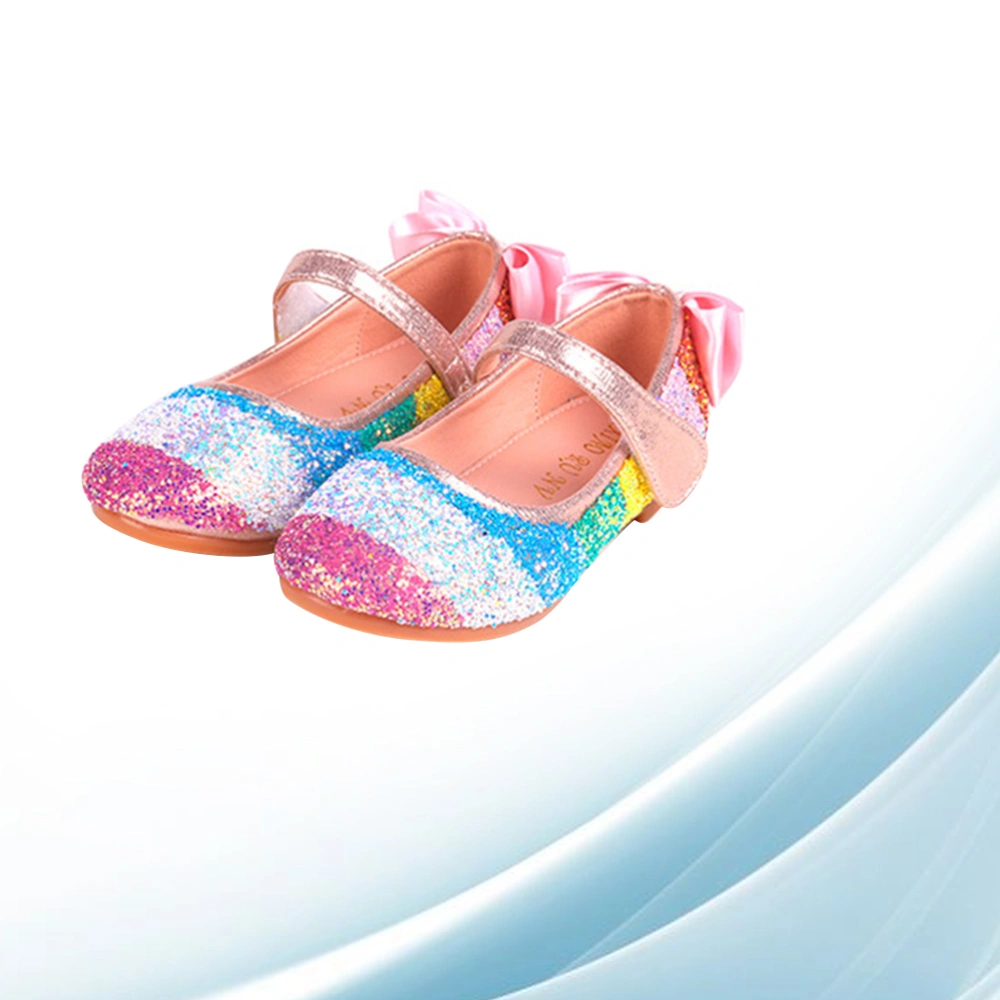 1 Pair of Fashion Sequin Shoes Shiny Dance Shoes Sole Shoe Round Head Shoes for Kids Children Size 33