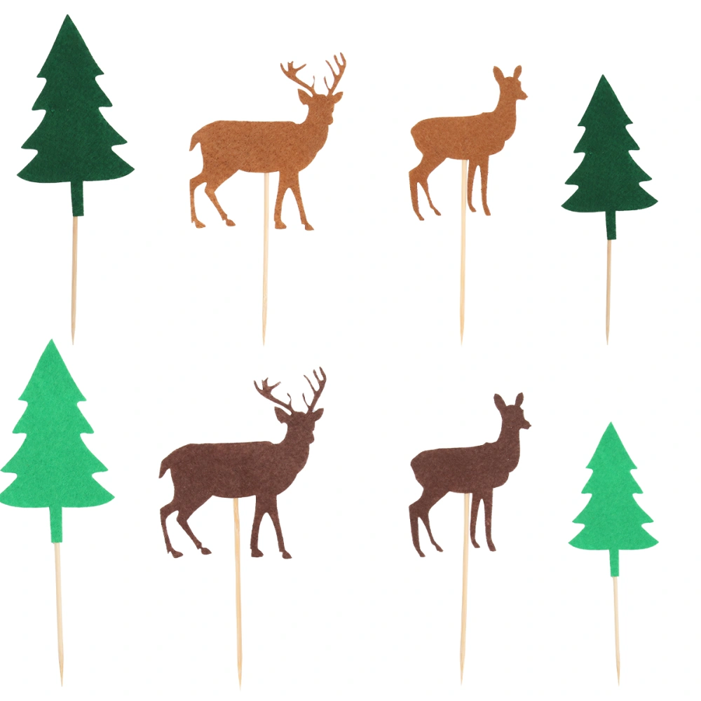 20PCS Christmas Cake Toppers Christmas Tree Deer Cake Decor (Assorted Style)