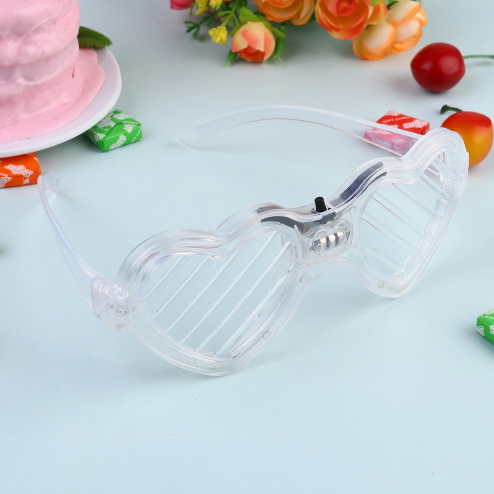 2pcs Love Shape Glowing Eyeglasses Blinds Eyewear Party Costume Photo Props Funny Party Light Up Glasses (White)