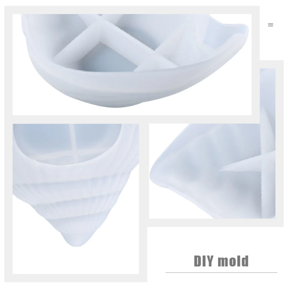 1Pc Conch Storage Tray Mold Silicone DIY Tray Mold Craft Casting Mold White