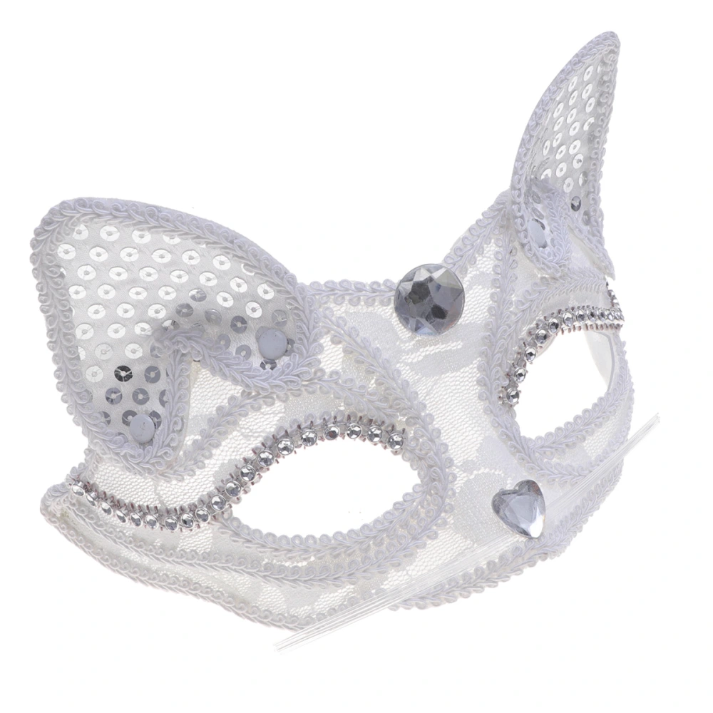 Half-face Lace Mask Cosplay Animal Mask Performance Props Party Supplies Without Feather White