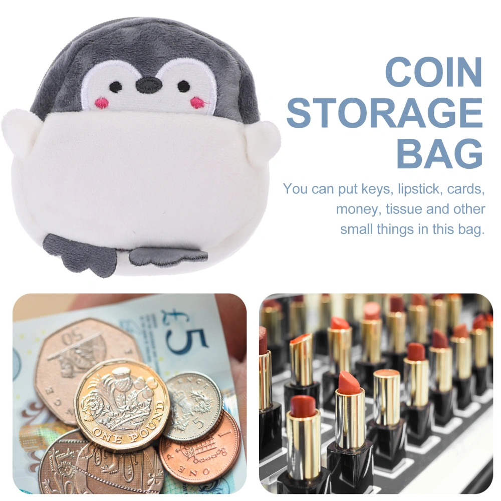 3Pcs Lovely Penguins Change Storage Bags Plush Coin Purses Mini Lipstick Bags