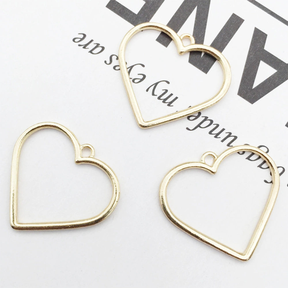 10pcs Loving Heart Necklace Accessories DIY Elegant Beautiful Decorative Necklace Pendant Accessories for Woman (Golden 25mmx25.5mm)