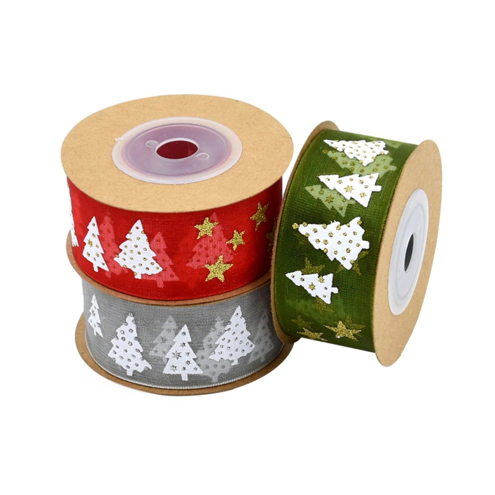 3 Roll Creative Xmas Gift Wrapping Ribbons Strip Christmas Riband Festival Gift DIY Supplies for Home (Random Color)