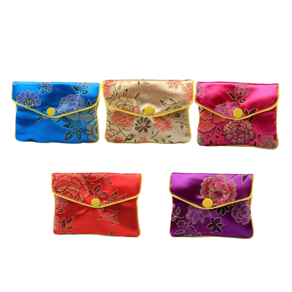 12Pcs Chinese Style Silks Satins Jewelry Bag Wedding Gift Bag Party Decoration Bag (Medium Size, 3Pcs Red + 3Pcs Lake Blue + 2Pcs Light Yellow + 2Pcs Rose Red + 2Pcs Purple)