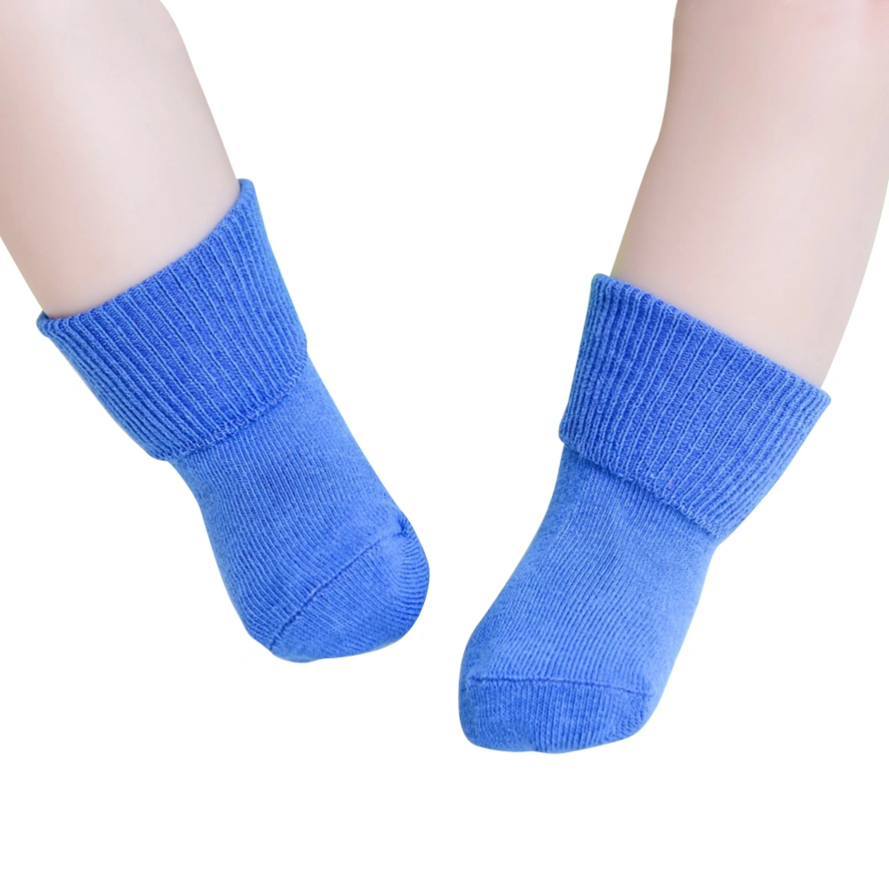 Unisex Non-slip Turn Cuff Cotton Socks Infant Toddler Socks for Kids 4-6 Years Old (Royal Blue)