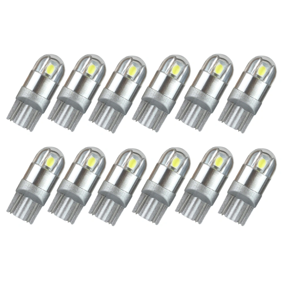 12pcs LED Car Tail Bulb Brake Lights Auto Reverse Lamp Daytime Running Signal Light(T10 3030 White Light)