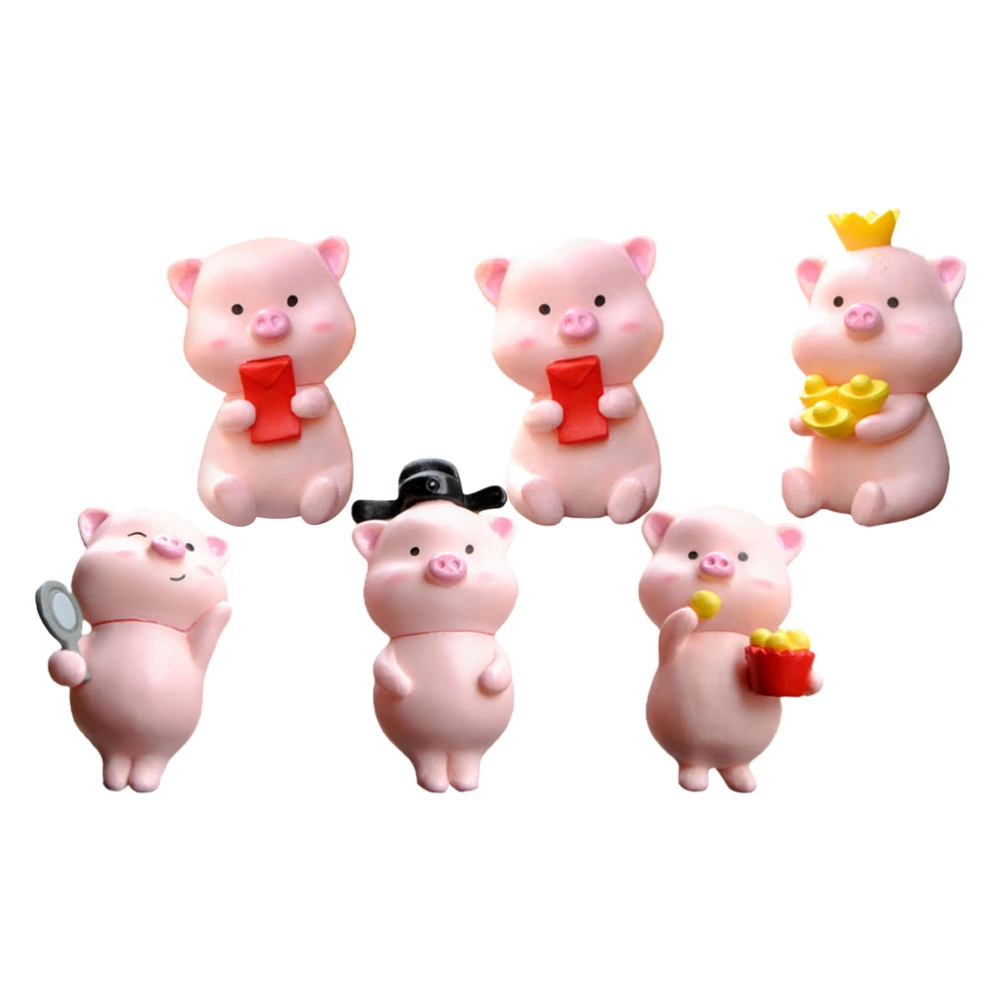 6pcs Random Cartoon Pig Crafts Bonsai Micro Landscape Decor Desktop Ornament