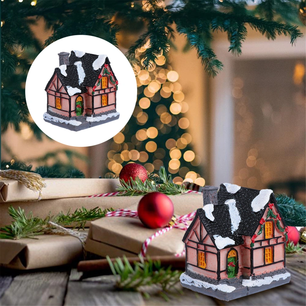 Mini Christmas Resin House With LED Light Christmas Decoration Xmas Ornaments