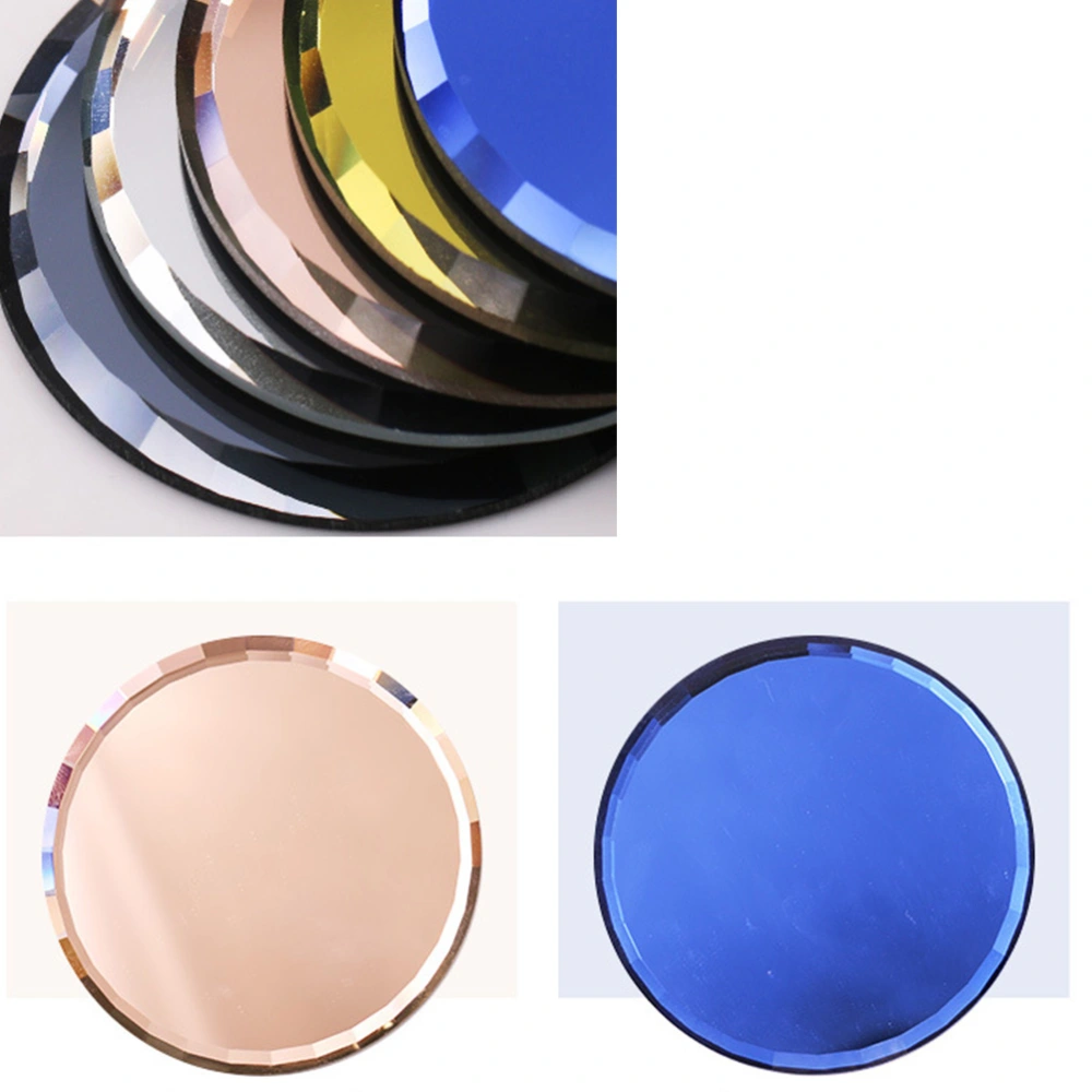 1 Set 5Pcs Mirror Nail Art Palettes Manicure Round Display Tray Color Mixing for Women (Champagne, Blue, Yellow, Black, White)