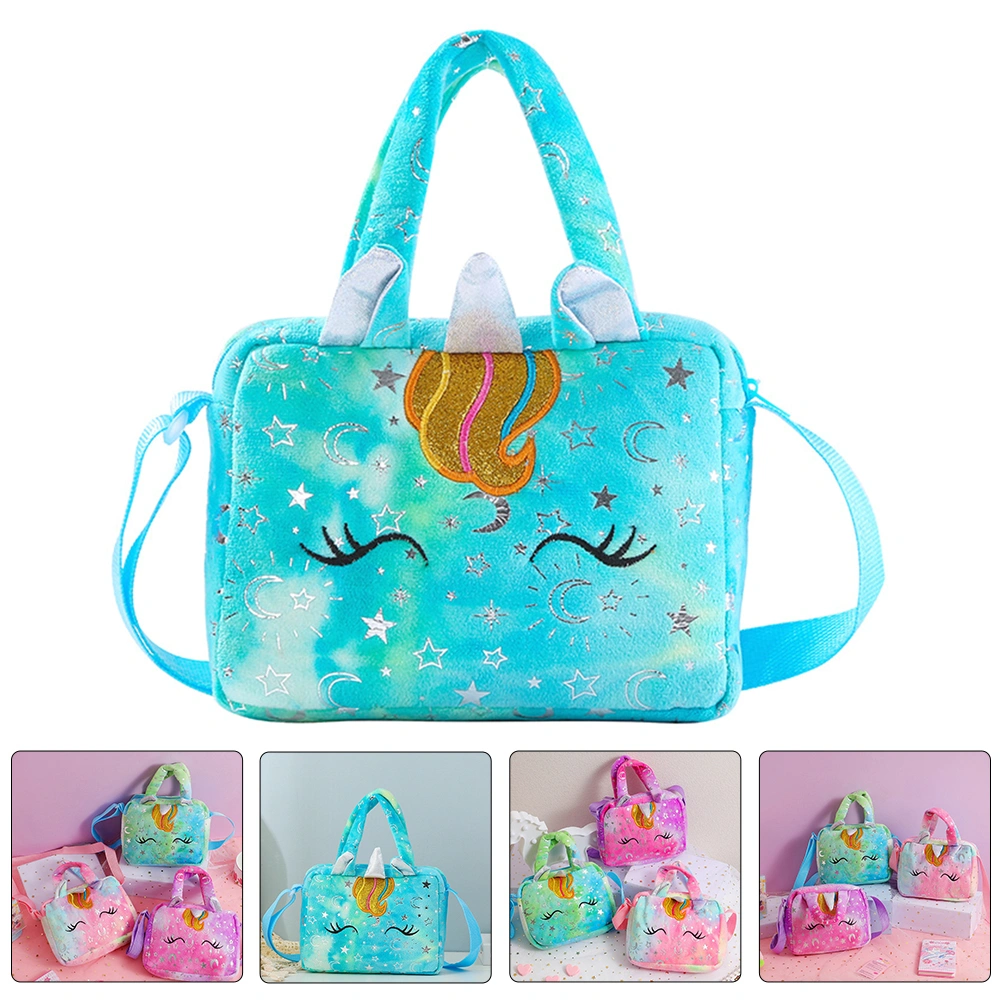 Portable Cartoon Handbag Kids Use Cartoon Unicorn Crossbody Bag Decorative Single-shoulder Bag