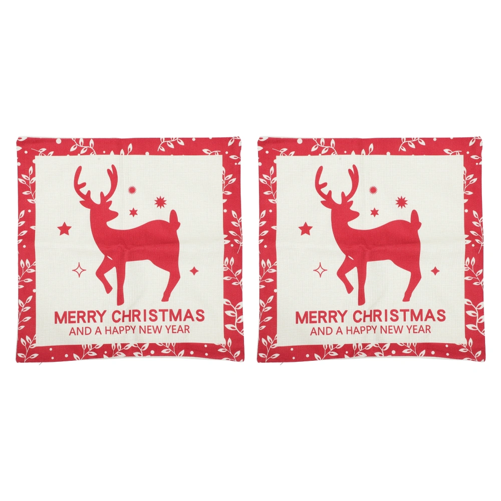 2pcs Christmas Pillow Cover Sofa Bedside Square Pillowcase Couch Pillow Cover