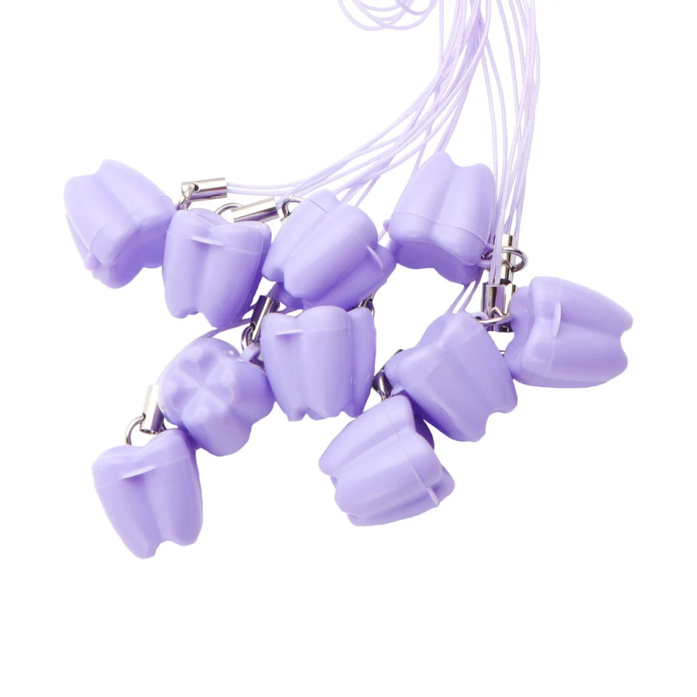 10pcs Teeth Storage Box Lovely Baby Milk Tooth Organizer with Necklace Case Gift for Kids (Purple)